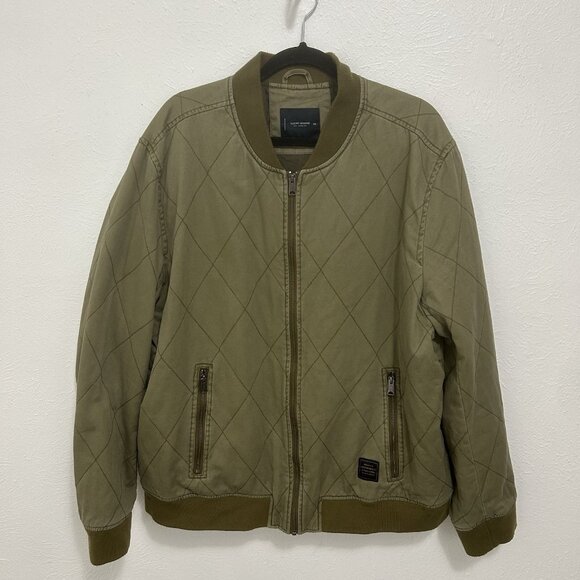 Lucky Brand Quilted Bomber Jacket Men's Military Green Zip Vintage Y2K Size XXL - Picture 12 of 12
